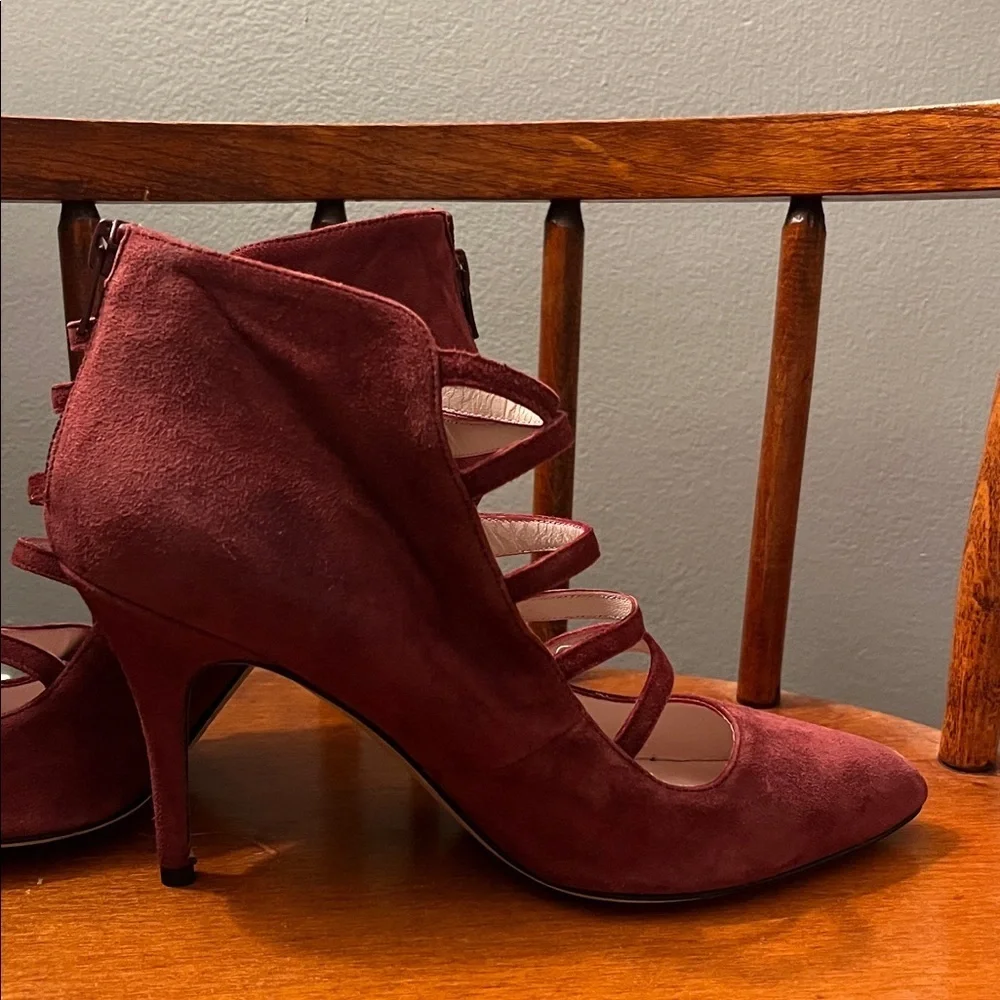 Kate Spade Vero Cuoio burgundy suede ankle-strap High Heel Pumps Size 7